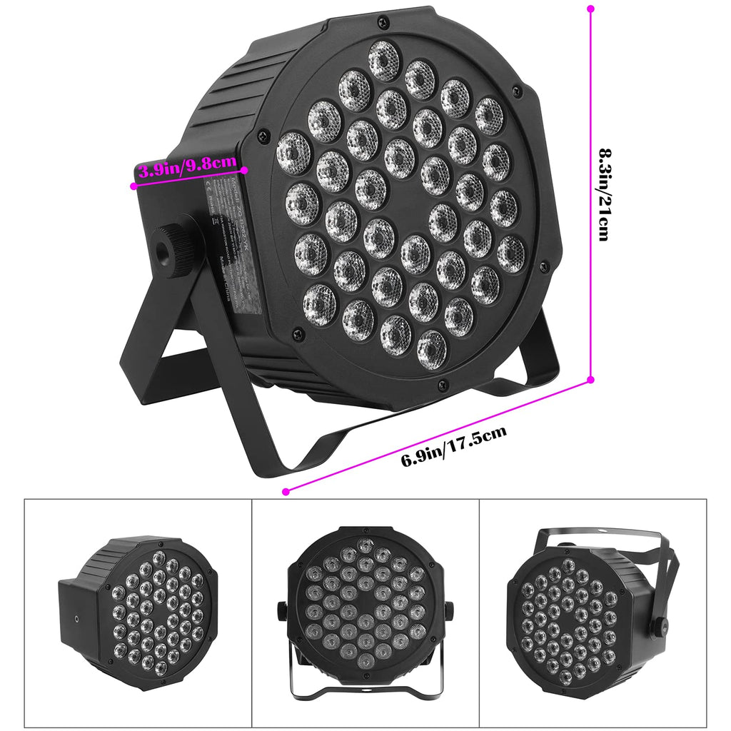 JAJALUYA LED Par Lights 36 LED Stage Lights 7 Modes RGB DJ Lights with Sound Activated Remote and DMX Control DJ Uplighting for Birthday Party Events Wedding Christmas Stage Lighting (8 Packs)