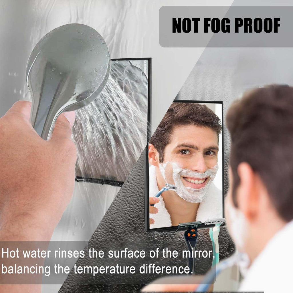 Shower Mirror for Shaving & Washing Your Face with a Squeegee - Built-in Two Razor Holder, 360°Rotation Adjustable Shaving Bathroom Mirror - Easy Install, Home Shower Accessory(Not Fogless)