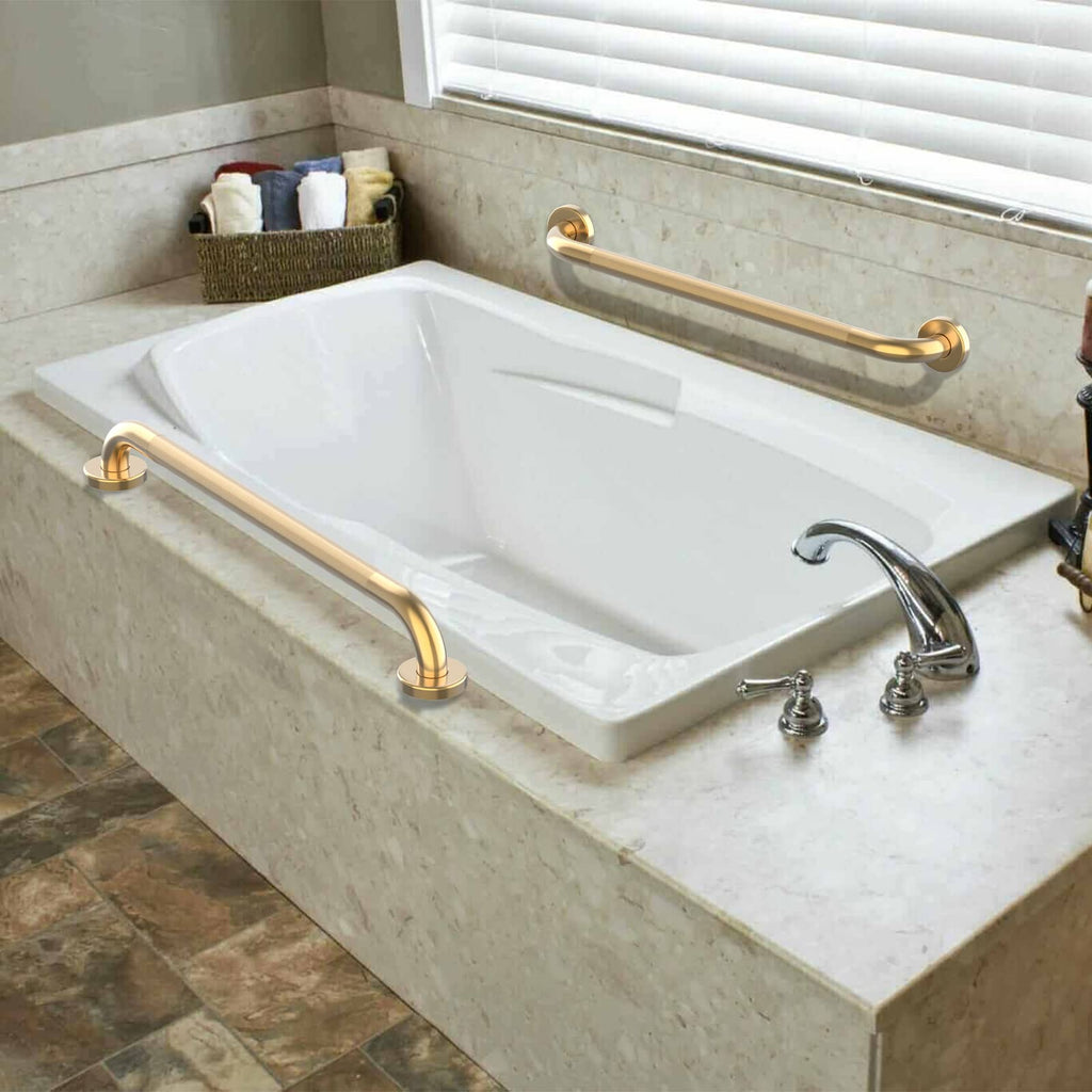 32 Inch Anti Slip Shower Grab Gold, Munzong Bathroom Grab Bar, Knurled Bathroom Balance Bar,Safety Hand Rail Support Handicap Elderly Injury Senior Assist Bath Handle