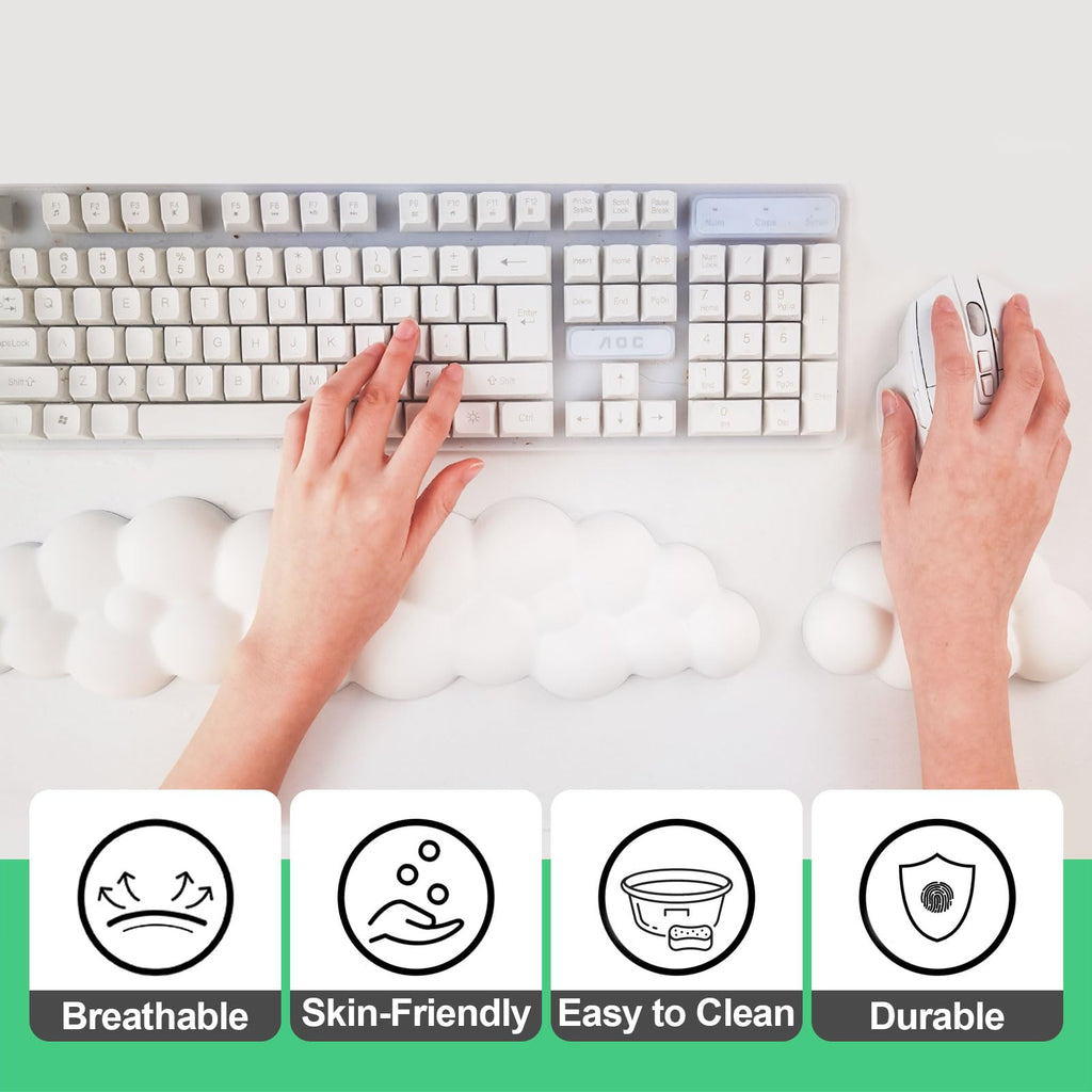 Keyboard Cloud Wrist Rest Pad,Cloud Mouse Arm Wrist Rest Cute,Memory Foam Palm Rest for Keyboard,Ergonomic Arm Rest for Pain Relief with Non-Slip,Suitable for Office Home Laptop Mac Gaming (Pink)