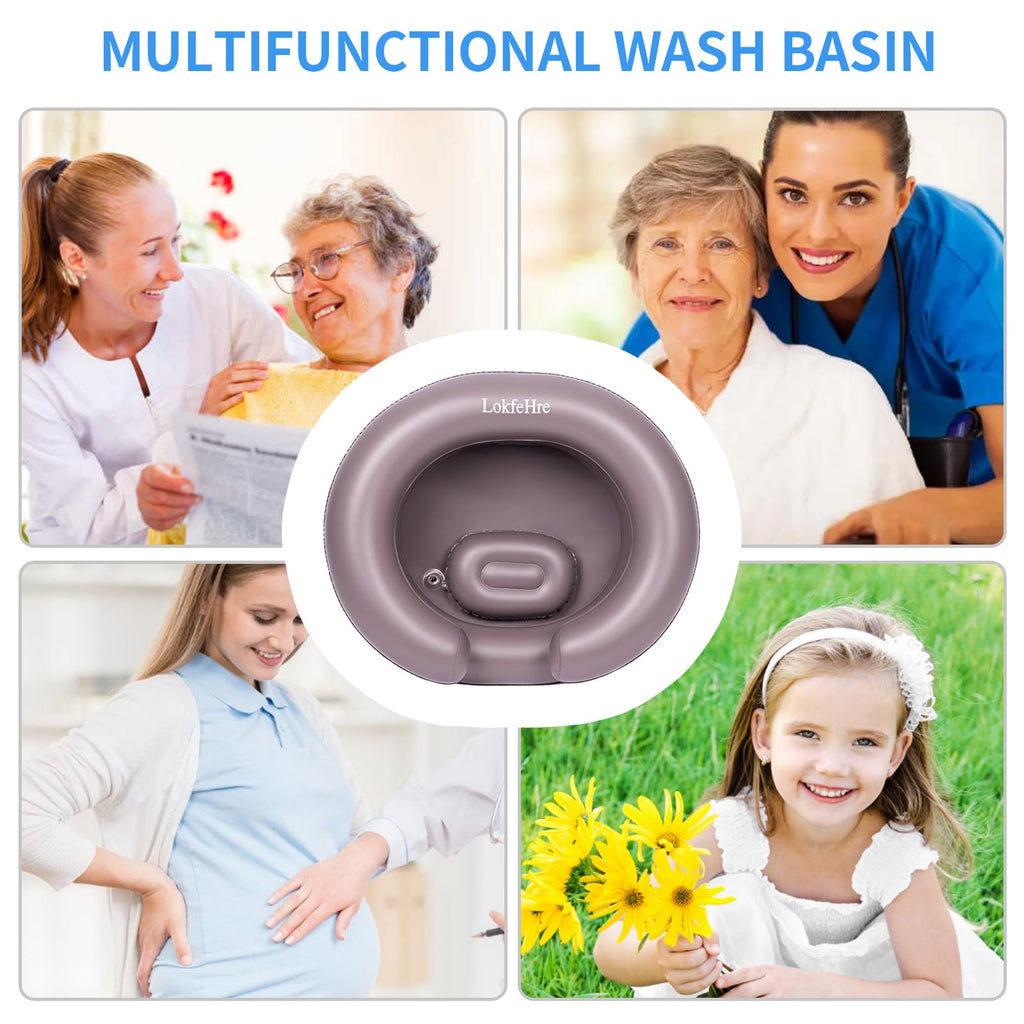 LOKFEHRE Portable Inflatable Hair Washing Basin for Bedridden - Wash Hair in Bed with Inflatable Shampoo Bowl.Hair Washing Basin for Elderly,Disabled,Injured,Ideal Inflatable Sink for Locs Detox
