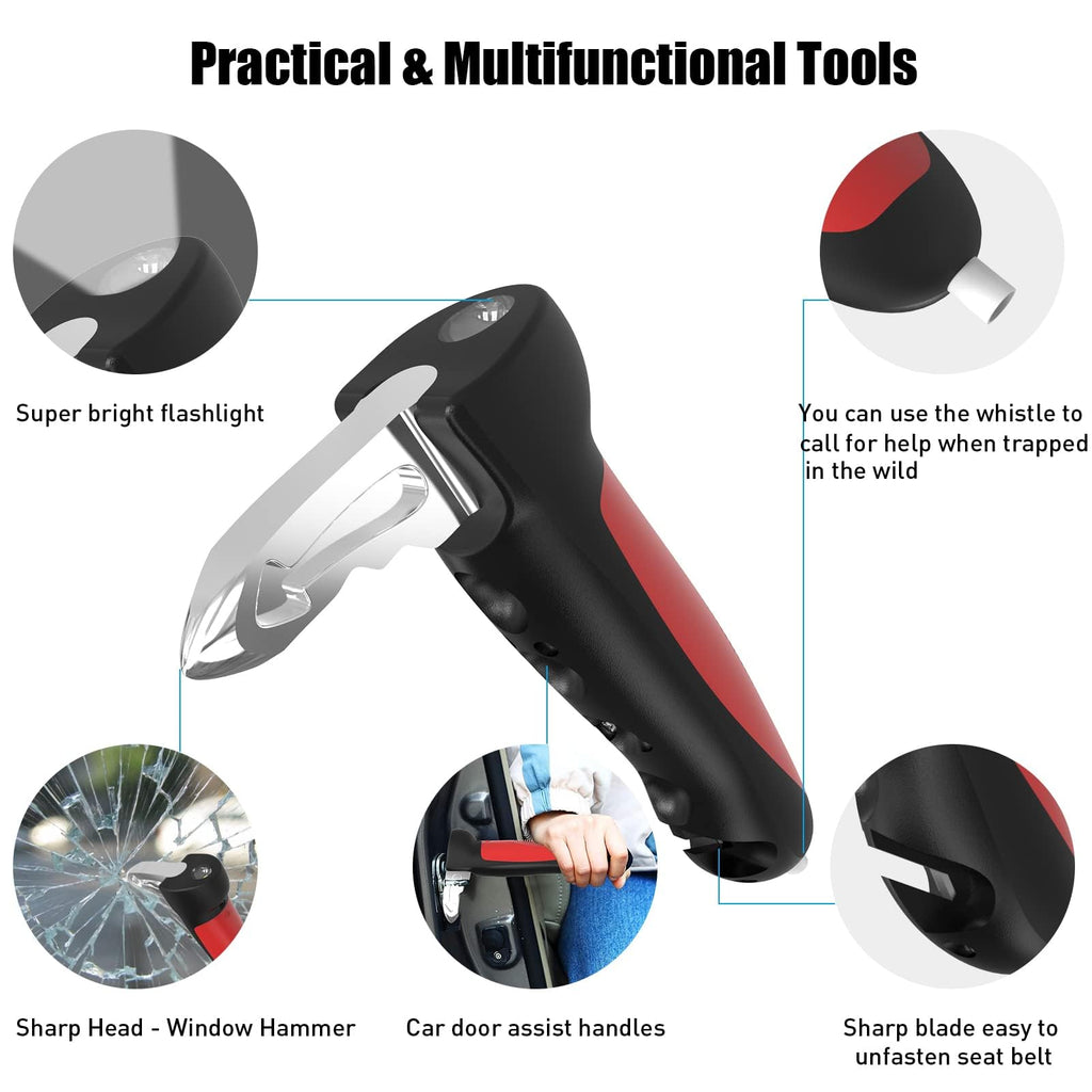 byojia 5 in 1 Vehicle Support Handles Elderly Portable Automotive Door Assist Handles Multifunction Car Handle for Elderly and Handicapped (Red-1PCS)
