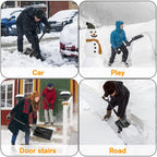 Snow Shovel, 2024 New Upgrade Large-Capacity Lightweight Aluminum Portable Snow Shovel, Parent-Child Playing Snow Shovel, Shovel for Garden, Car, Camping with Extra Ice Scrape(Black)