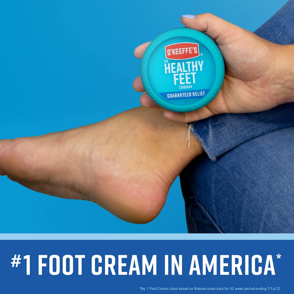 O'Keeffe's for Healthy Feet Foot Cream, Guaranteed Relief for Extremely Dry, Cracked Feet, Instantly Boosts Moisture Levels, 3.2 Ounce Jar, (Pack of 12)