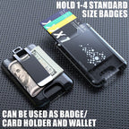 Badge Holder, ID Card Holder with Metal Clip - Durable Polycarbonate (Holds 1 to 4 Cards), Portable Wallet for Office, Laborer, Police, Work, Black