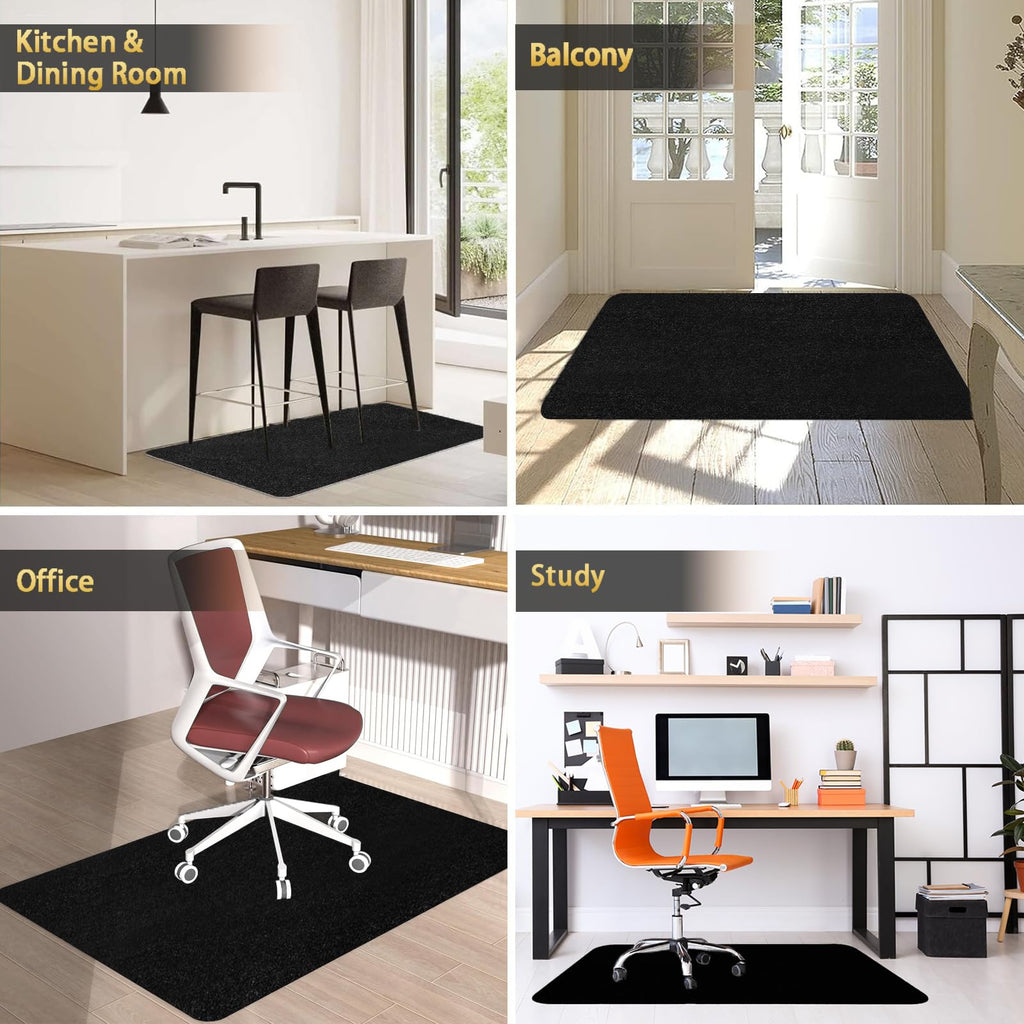 Upgraded Chair Mat for Hardwood & Tile Floor,36"x48" Desk Chair Mat,Anti-Slip Office Chair Mat, Computer Gaming Floor Mat for Rolling Chair, Under Desk Rug Floor Protector,Easy to Clean,Black
