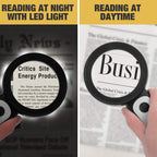 JMH Magnifying Glass with Light, 30x Handheld Large 18LED Cold and Warm Light with 3 Modes, Illuminated Magnifier for Seniors Reading, Inspection, Coins, Jewelry, Exploring