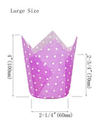 QLSmypkg Large Muffin Greaseproof paper Baking cupcake cups, 2-1/4" x 4" Purple printed with Polka Dot Tulip Baking Cup(Large) (125pcs)