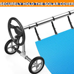 24 Pcs Pool Solar Cover Reel Attachment Kit, Solar Cover Reel Blanket Straps and Clips for Universal Inground Swimming Pool - Including 8 Adhesive Nylon Straps & Tabs, 8 Cord Plates, 8 Buckles
