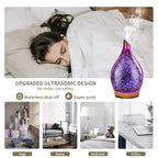 Porseme 280ml Essential Oil Diffuser, 3D Glass Aromatherapy Diffusor, Ultrasonic Cool Mist BPA Free Aroma Humidifier with Timer and Color Changing Function, Waterless Shut-Off for Home Office Room