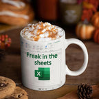 Aigori Funny Excel Coffee Mug, Freak In The Sheets Mug, Spreadsheet Excel Cup, Gifts for CPA CFO Coworkers Accounting Boss Friends, Novelty Gifts for Birthday Christmas New Year Men Women