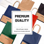 Gift Bags 8.25"x5.9 "x3.15" 100Pcs White Paper Bags with Handles,kraft paper Bags for Small Business Christmas Bulk Bags, Wedding Party Favor Bags,Shopping Lunch Bags, Halloween Trick-or-Treat (White)