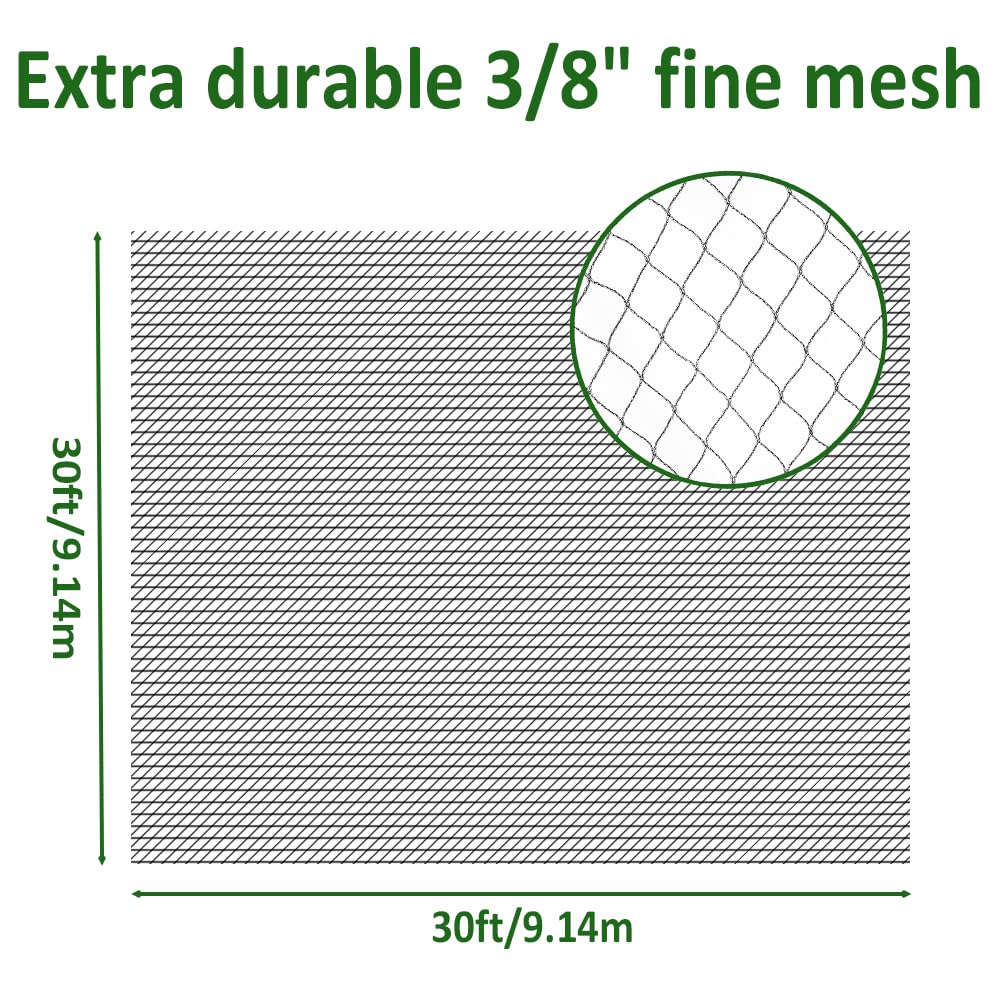 POYEE 30 x 30 FT Bird Netting for Garden Woven Mesh Garden Netting for Plants, Vegetable, Fruit Trees, Blueberry Bushes, Strawberries Against Birds, Deer, Squirrels and Other Animals