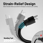 16/3 Black Indoor Outdoor Extension Cord 10 Ft Waterproof, Extension Cord with 3 Prong Grounded Plug,13A 1625W 16AWG SJTW, Flexible Weatherproof Power Cable for Offices, Gardens and Lawns