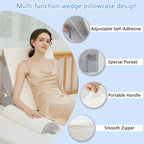 YIHATA Bed Wedge Pillow for Sleeping, Memory Foam Wedge Pillow Set for Post Surgery 12 Inch Adjustable Triangle Pillow Wedge with Washable Cover for Legs, Back Pain, Snoring, Alleviate Acid Reflux