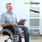 AUVON Gel Wheelchair Seat Cushion, Relieve Sciatica, Back, Coccyx, Pressure Sore and Ulcer Pain, Refreshing & Ergonomic Chair Cushion with Waterproof Silk Fabric, Anti-Slip Cover, Removable Strap