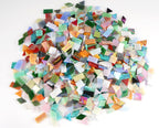 Lanyani Iridescent Glass Mosaic Tiles Bulk, 4-Shapes 700 Pieces Sparkle Iridized Stained Glass Tile for Mosaic Crafts