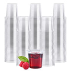 JOLLY CHEF 500 Pack Plastic Shot Glasses, 1 oz Clear Disposable Jelly Cups Reusable Perfect for Wine Tasting, Whiskey, Food Samples, Halloween, Thanksgiving Party, Wedding, Christmas