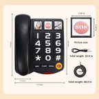 Landline Phone Corded Telephone for Seniors House Phones with Photo Buttons, One-Touch Dialing, Big High-Contrast Buttons, Flashing Alerts, with Speakerphone Loud Ringers Phone for Elderly (Black)