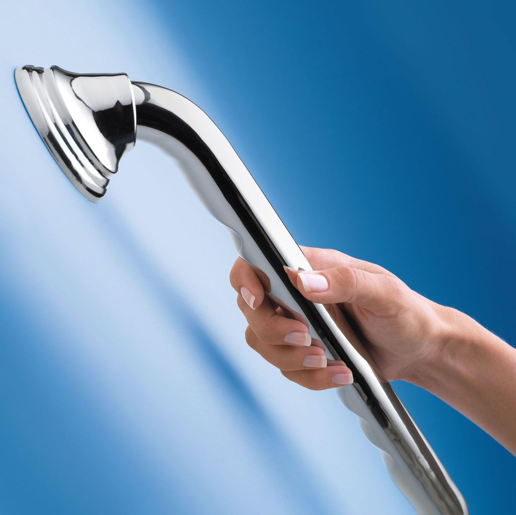 Moen R8718D3GCH Home Care Ultima 18-Inch Designer Bathroom Grab Bar with Curl Grip, Chrome