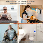 LIOTOIN Caregiver Pager Wireless Call Button Call Bell Call Light Alert Button for Home/Elderly/Patients/Disabled Nurse Alert System Emergency Button 3 Plugin Receivers 5 Waterproof Transmitters
