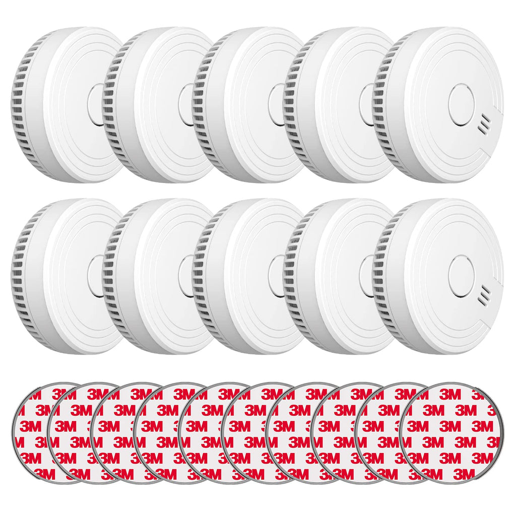 Ecoey Smoke Detector, Smoke Alarm with Advanced Photoelectric Technology, Fire Alarm Smoke Detector with Test Button and Low Battery Reminder, Fire Alarm Used in Bedroom, Home, FJ136, 10 Packs