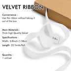 White Velvet Ribbon 5/8'' 25 Yards for Christmas Tree, Gift Wrapping, Flower Bouquet, Wreath Decorations, Bow Making