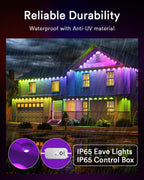 Lumary Permanent Outdoor Lights 100ft with 78 LED Lights, RGBAIWW Smart Eaves Lights IP65 Waterproof, Year-Round Outdoor Lighting for Halloween, Christmas, Holiday, Party, APP/Voice/Remote/Control