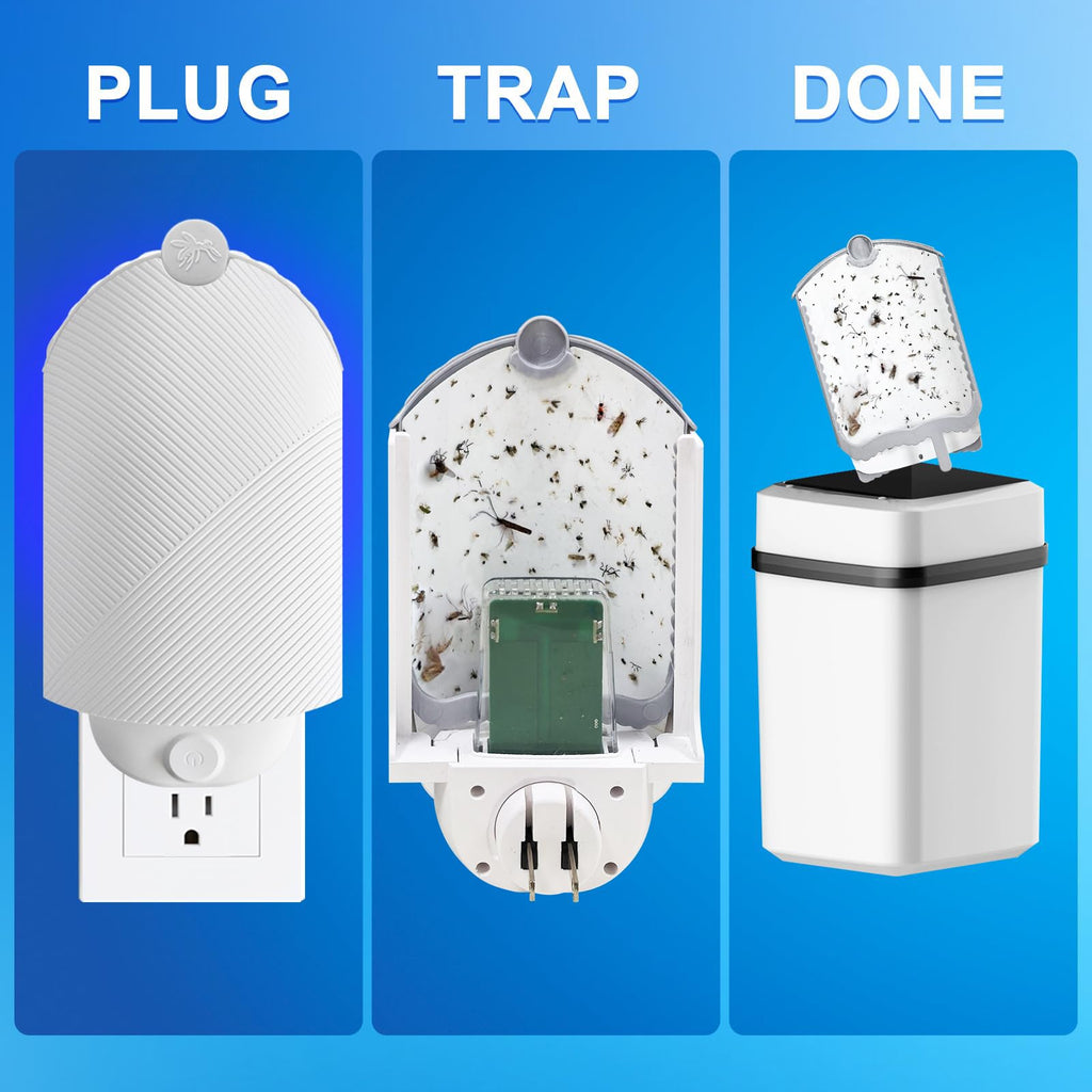 Flying Insect Trap (1 Stater & 3 Refill Cartridges), UV Light Indoor Bug Catcher for Gnats, Fruit Flies, Mosquitoes, and Moths, Plug-in Fly Trap for Home, Kitchen, Living Room
