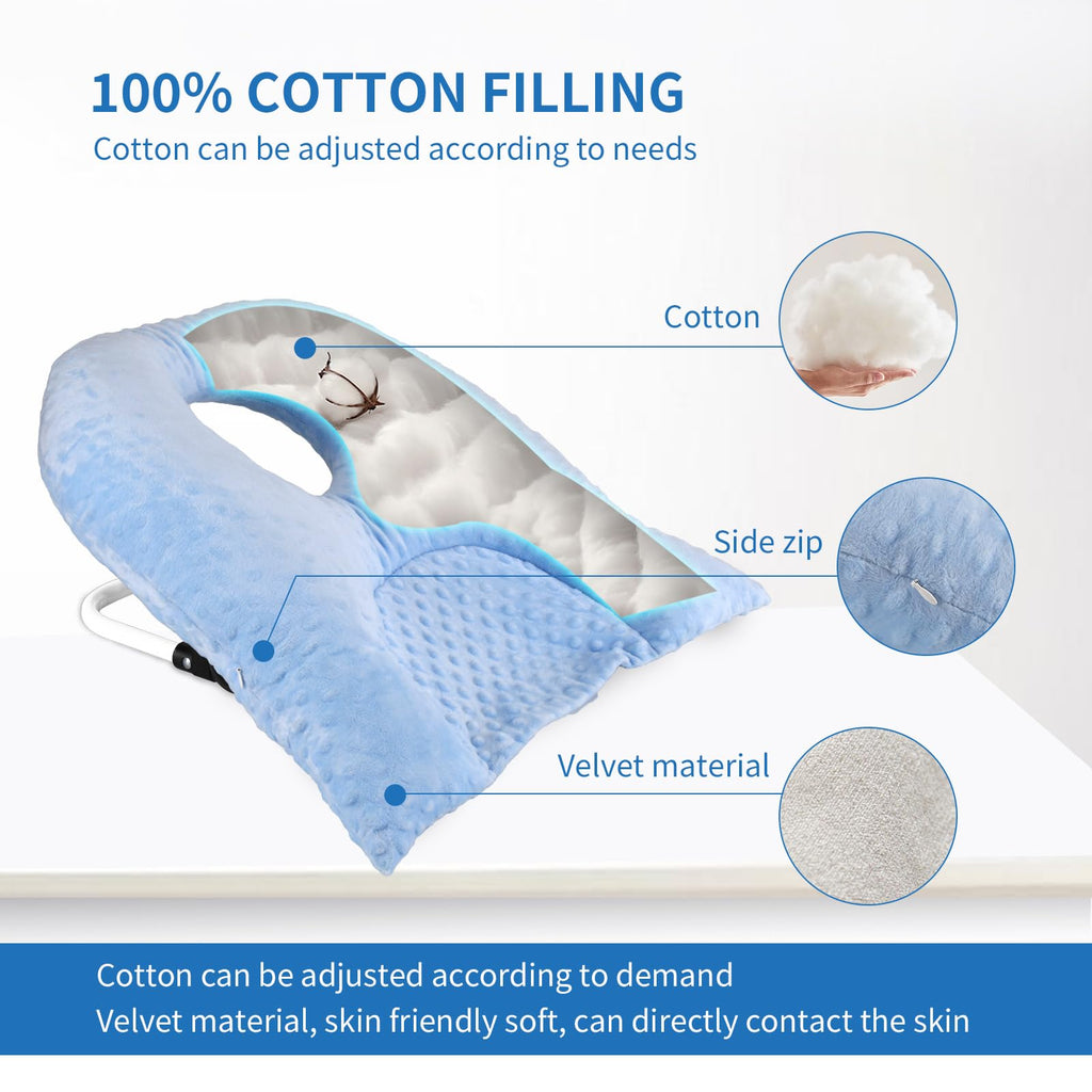 Beatvive Face Down Pillow for Sleeping, Prone Pillow for Vitrectomy or Retinal Surgery, Adjustable Height Prone Face Down Sleep, Retina Lying Eye Surgery Recovery (Dot-Light Blue)
