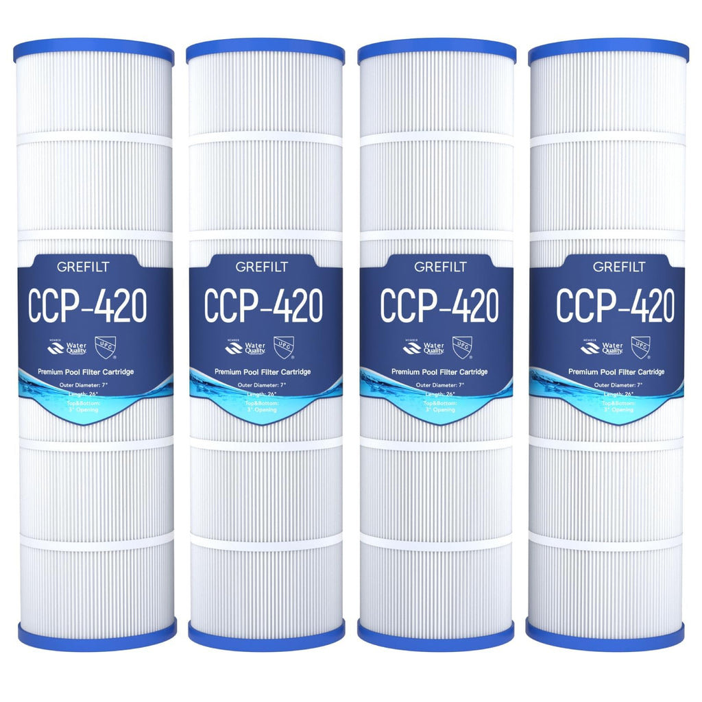 Grefilt CCP420 Pool Filter Cartridges, Compatible with Pentair Clean & Clear Plus 420, Replaces Pentair R173576, Pleatco PCC105-PAK4, 4-Pack, 420 sq.ft