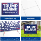 Probsin Trump 2024 Yard Sign with Metal H Stakes Double Sided 12" x 17" Trump Was Right About Everything Wake Up America Sign Outdoor Decorations for Indoor Outdoor Lawn,Garden,Window,Party Supplies