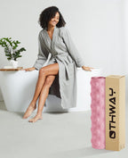OTHWAY No Suction Cup Bath Mat: 39x16 inch Extra Long Bathmat│Perfect for Refinished or Ordinary Bath Tubs│Made of Nature Rubber│a Blessing for The Elderly and Children (Pink)