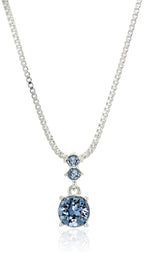 Women's Necklace and Earring Set — Silver Tone Jewelry Set with Blue and Crystal Inspired Accents, Fashion Accessories for Everyday and Dress Wear
