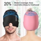 ONLYCARE Migraine Relief Cap, Upgraded Odorless Migraine Ice Head Wrap, Headache Relief Hat for Migraine, Black & Pink