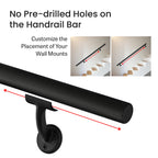 Meranti Aluminum Handrail for Indoor or Outdoor Steps and Stairs – Hand Rails for Elderly – DIY Complete Stair Railing Kit (7' Length, Black)