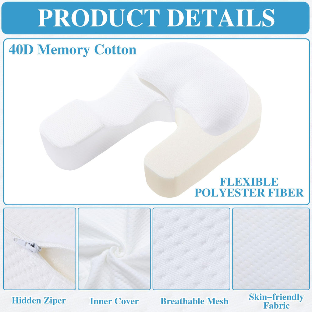ROYALAY Side Sleeper Pillow with Arm Hole for Adults, Memory Foam Pillow for Neck and Shoulder, Large U-Shaped Shoulder Pillow for Acid Reflux Relief