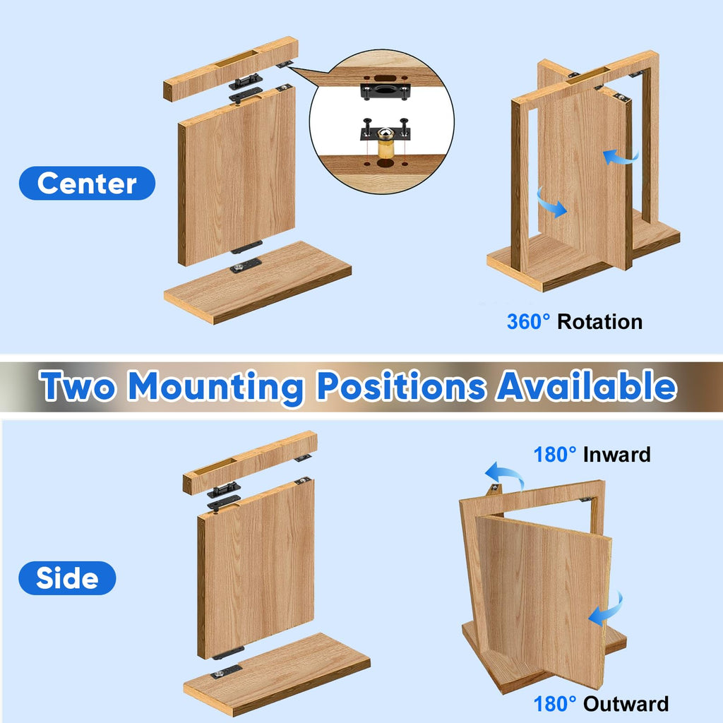 Hidden Door Hinge, Stainless Steel Pivot Hinge, Up to 570Lbs Load-Bearing, Hidden Door Bookcase Hinge, Heavy Duty Swinging Door Hinge 360° Rotation for Secret Door or Concealed Door