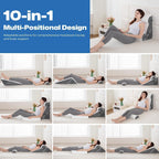 GOHOME Cooling Wedge Pillow Set for After Surgery, 4-Piece Adjustable Memory Foam Bed Wedge Pillow for Sleeping, Acid Reflux, Snoring, Neck Pain and Back Pain, White and Grey
