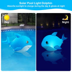 Goallim Solar Floating Pool Lights Dolphin, Glow in the Dark Solar Pool Lights that Float, IP68 Wateproof Inflatable Solar Floating Lights for Pool Pond Wedding Party Decorations - 2PC