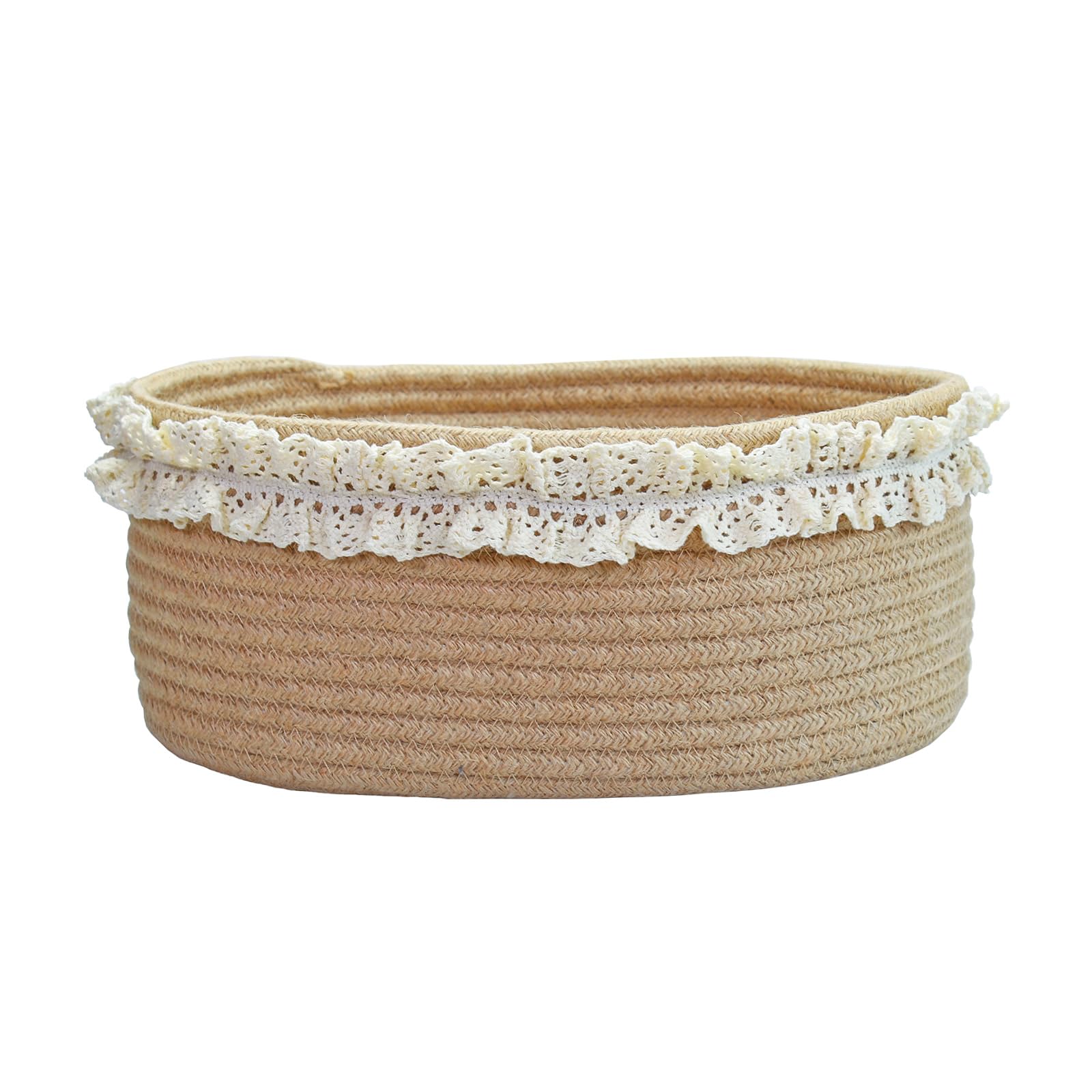 Yimi's Dream Baskets for Gifts Empty, Small Brown Storage Basket for Shelves, Decorative Jute Woven Basket for Nursery, Baby Shower, Christmas, Families (Oval, 12"x 8"x 5")