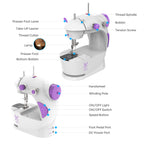 KPCB Tech Sewing Machine for Beginners [Full Set] with Finger Guard and Fabric Bundles - Mini Sewing Machine with Sewing Kits, Foot Pedal, US Adapter and Extension Table