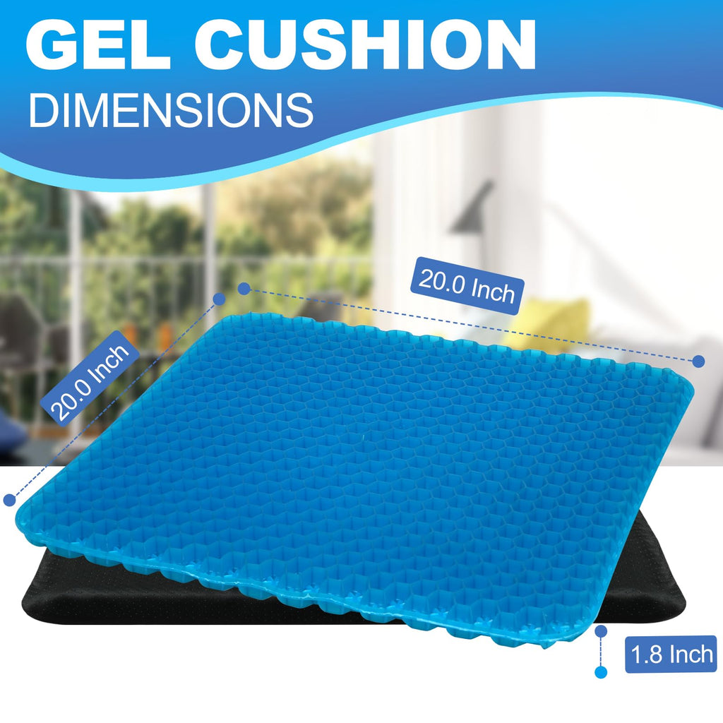 LYUANEC Gel Seat Cushion for Long Sitting, (20 Inch Extra Jumbo Cushion) Soft＆Breathable Gel Cushions for Pressure Relief, Wheelchair Seat Cushions, Gel Pad for Chair, Office Chair Cushion