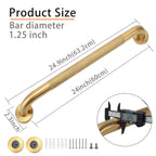 Rackickyer Shower Grab Bar, 2 Pack 24 Inch Gold Bathroom Grab Bar, 1.25" Diameter 304 Stainless Steel Anti-Slip Grab Bars for Bathtubs and Showers, Handicap Shower Grab Bar for Seniors Elderly