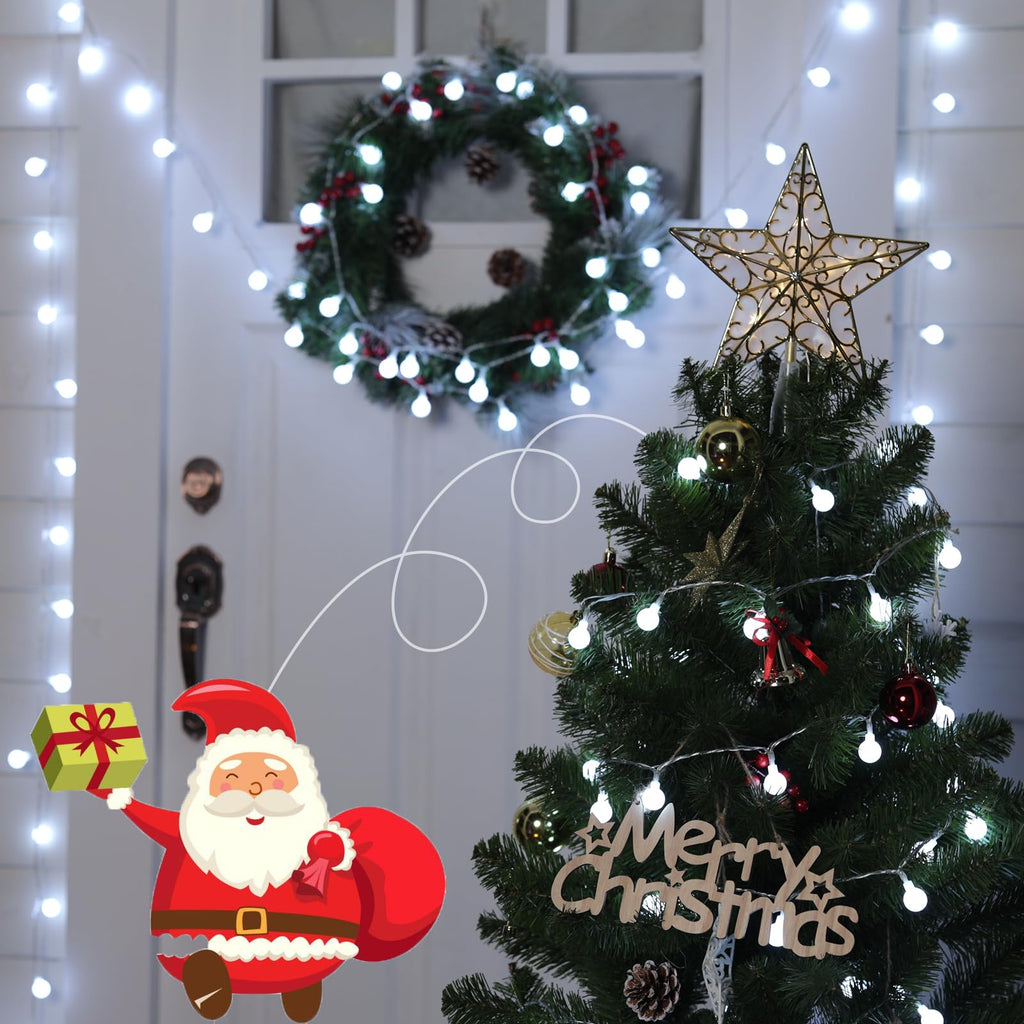 Minetom 66 Feet 200 Led Globe Ball String Lights, Fairy String Lights Plug in with Remote, Waterproof Globe String Lights for Indoor Outdoor Party Wedding Christmas Tree Garden Decoration, Pure White