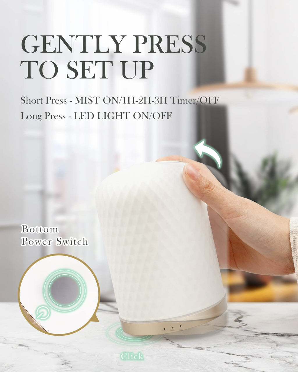 Ceramic Diffuser,Diffusers for Essential Oils Large Room, Essential Oil Diffusers with USB Cable, Warm Ambient Light, Aromatherapy Diffuser Home Decor, Gift Choice, MOS-M32