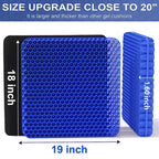 Gel Seat Cushion, Super Large (19x18x1.6inch) Gel Cushion Chair Pads with Non-Slip Cover for Home Office Car Seat Wheelchair, Soft Breathable Honeycomb Seat Cushion for Relieve Hip Pain
