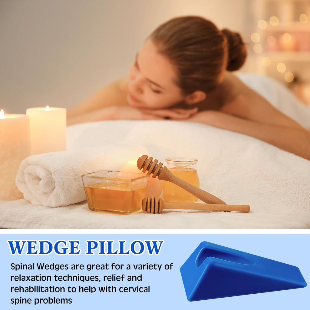 Suzile Mobilization Wedge 7.9 x 4.1 x 2 Inch Triangle Therapy Wedge Non Slip Silicone Wedge Pillow Sturdy Support for Relieve Spinal Pain Rehabilitation Tool(Blue)