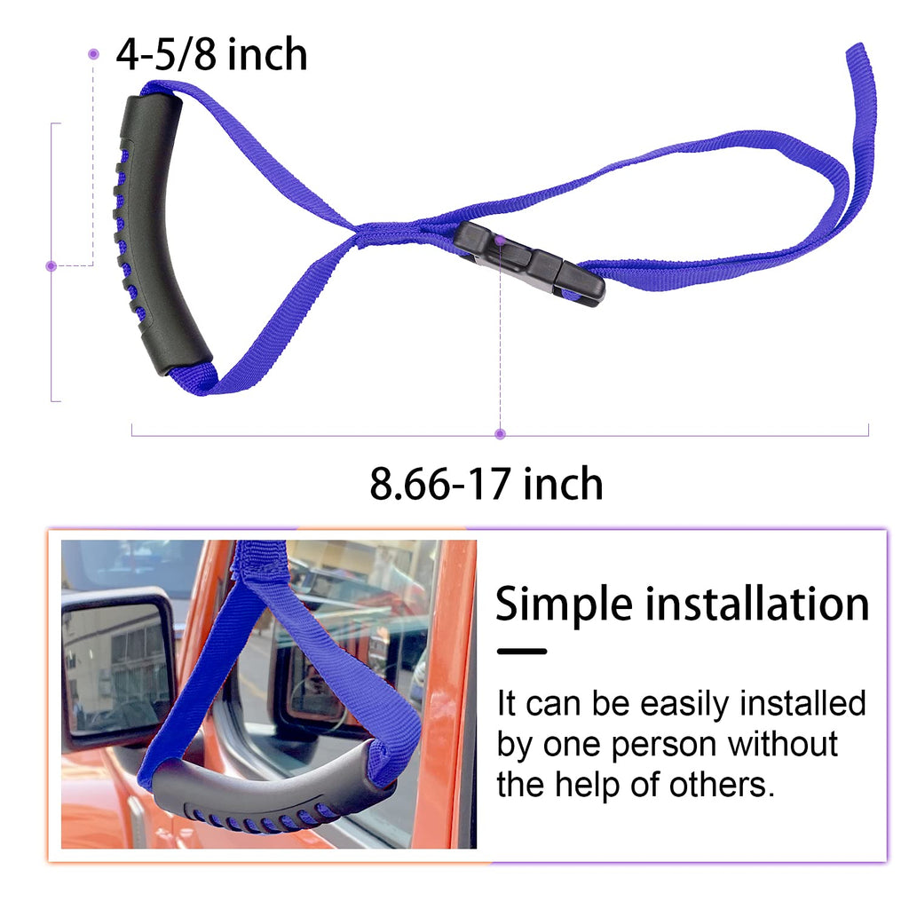 Automotive Adjustable Standing Aid Safety Handle Vehicle Support Grip Handle Disability Help Car Hand Hook- 2 pcs (Blue)
