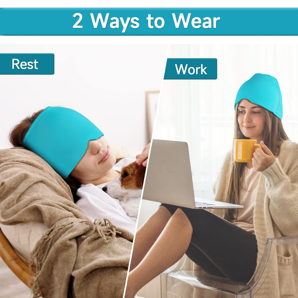 Headache Relief Hat, Ice Cap for Migraines Tension Sinus Headache Relief, Snugly Fit for Head Ice Pack Cap with Gel Ice for Headache Migraine Relief, Compressed Therapy Headache Relief Cap (Green)